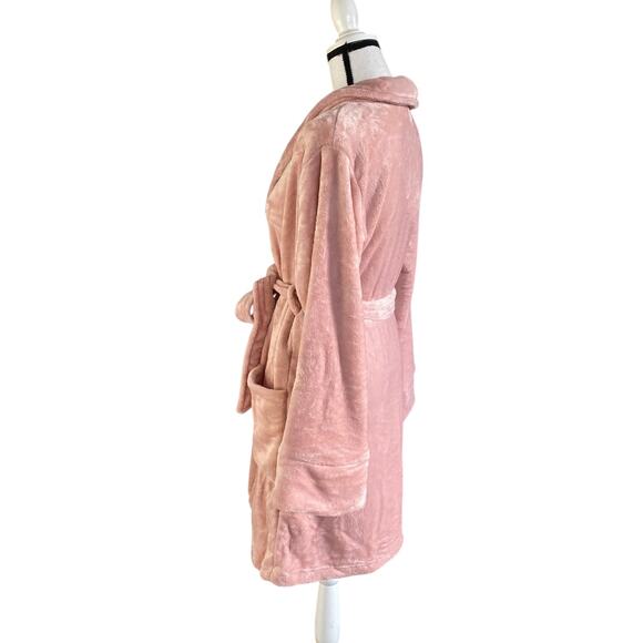 NWT Soma Plush Short Robe Size S/M Vintage Pink Belted Bathrobe Soft Cozy - Picture 4 of 12
